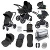 ickle bubba stomp luxe i-size isofix all in one travel system black midnight black handle bedside crib