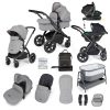 ickle bubba stomp luxe i-size isofix all in one travel system black pearl grey black handle bedside crib