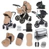 ickle bubba stomp luxe i-size isofix all in one travel system silver desert black handle bedside crib