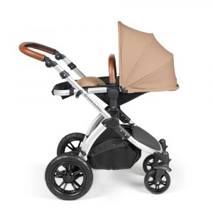 ickle bubba stomp luxe i-size isofix all in one travel system silver desert tan handle