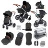 ickle bubba stomp luxe i-size isofix all in one travel system silver midnight tan handle bedside crib