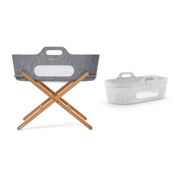 snuzbaskit moses basket stand set natural dark grey