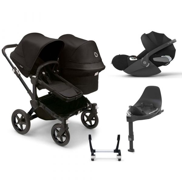 bugaboo donkey 5 duo carrycot and seat pushchair cloud T car seat + base black