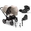 bugaboo donkey 5 duo carrycot and seat pushchair cloud T car seat + base desert taupe