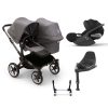 bugaboo donkey 5 duo carrycot and seat pushchair cloud T car seat + base grey melange