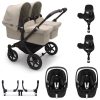 bugaboo donkey 5 twin carrycot pebble 360 pro rotating base desert taupe