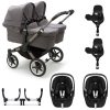 bugaboo donkey 5 twin carrycot pebble 360 pro rotating base grey melange