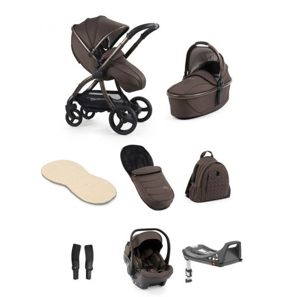 egg3 luxury shell i-size travel system chocolate velvet