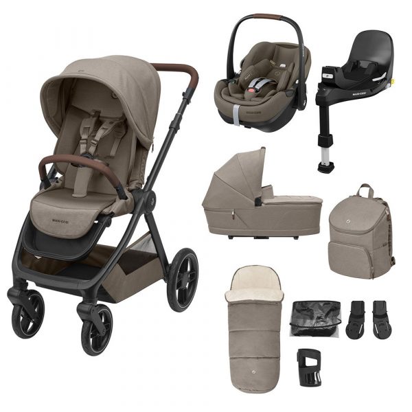 maxi cosi oxford premium travel system bundle with pebble 360 pro-car seat and accessories twillic truffle